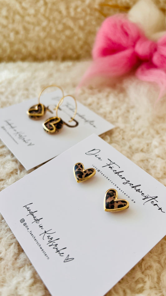 Herzchen Bundle - Creole & Stecker - Leoprint/braun