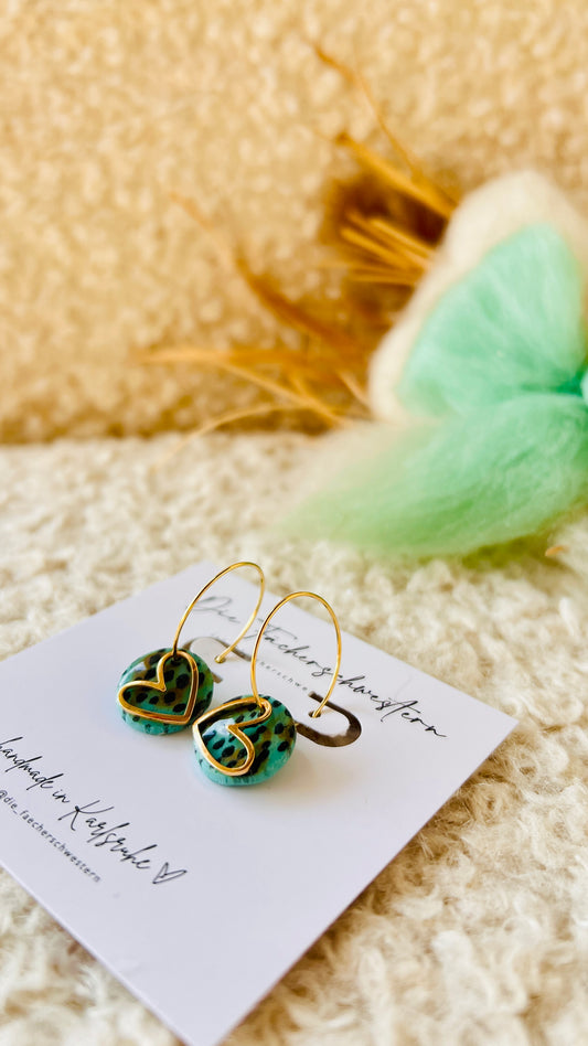 Herzchen Creole - Leoprint/türkis