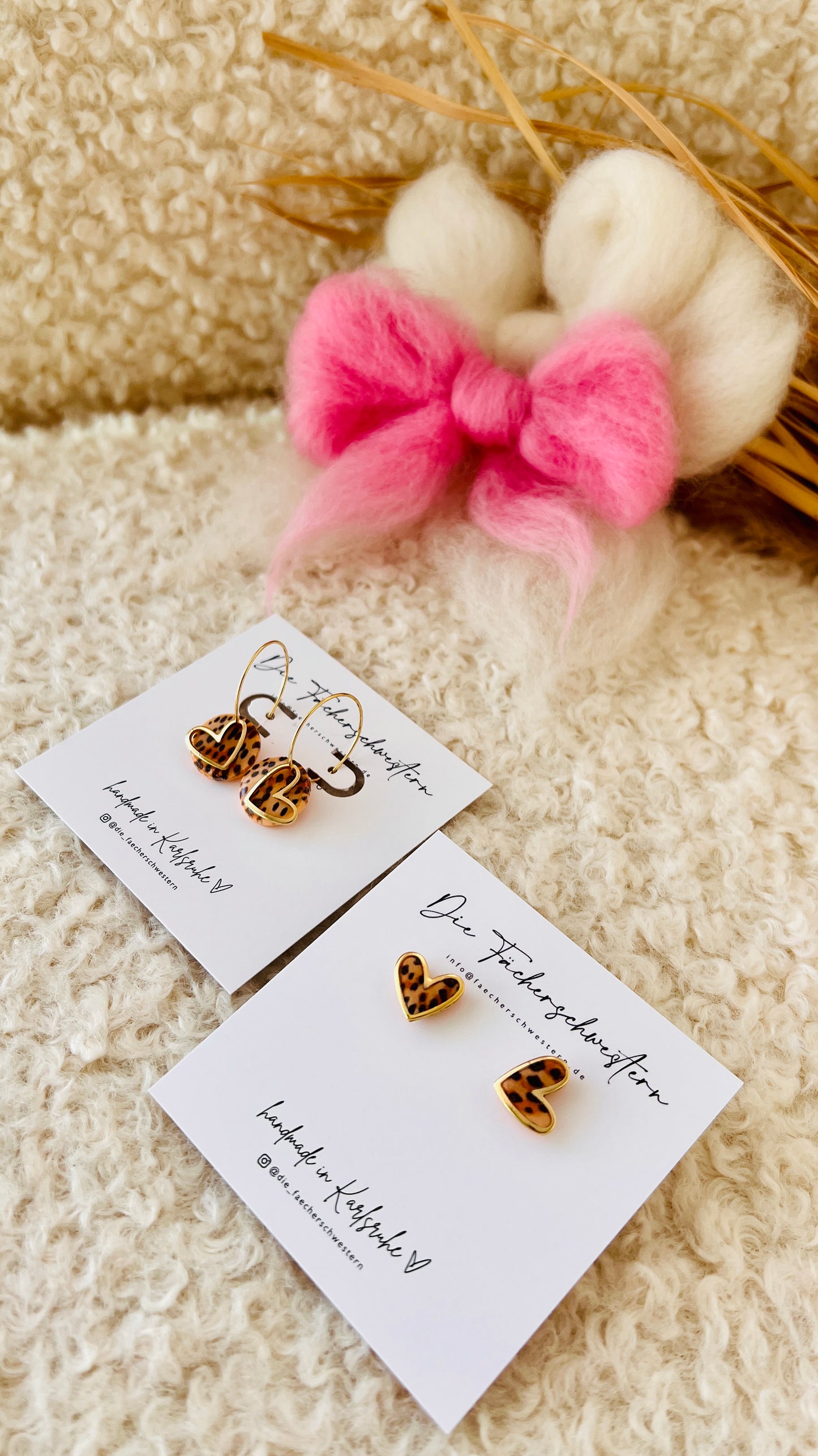 Herzchen Bundle - Creole & Stecker - Leoprint/peach