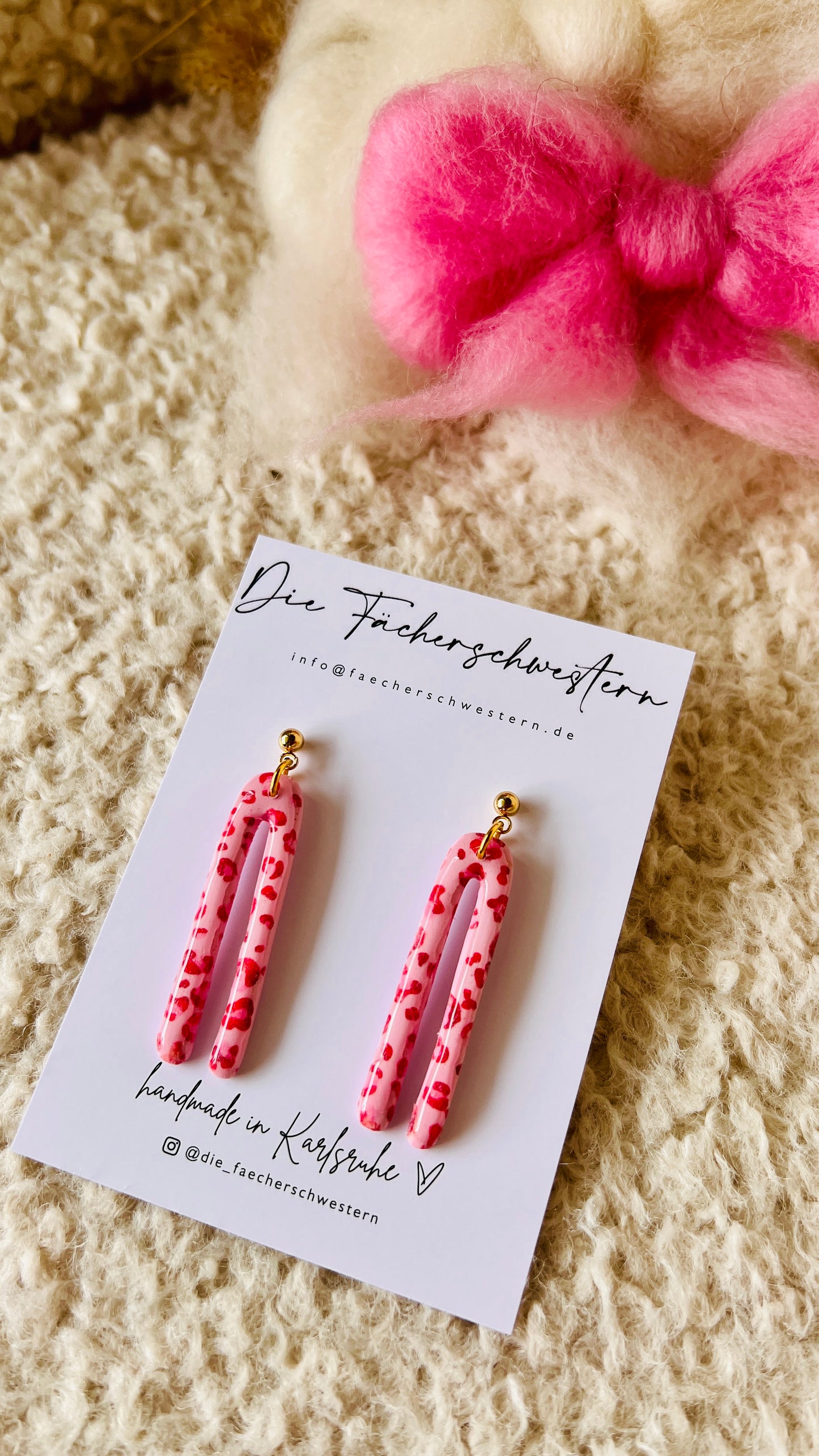 lange Ohrringe - Leoprint/rosa