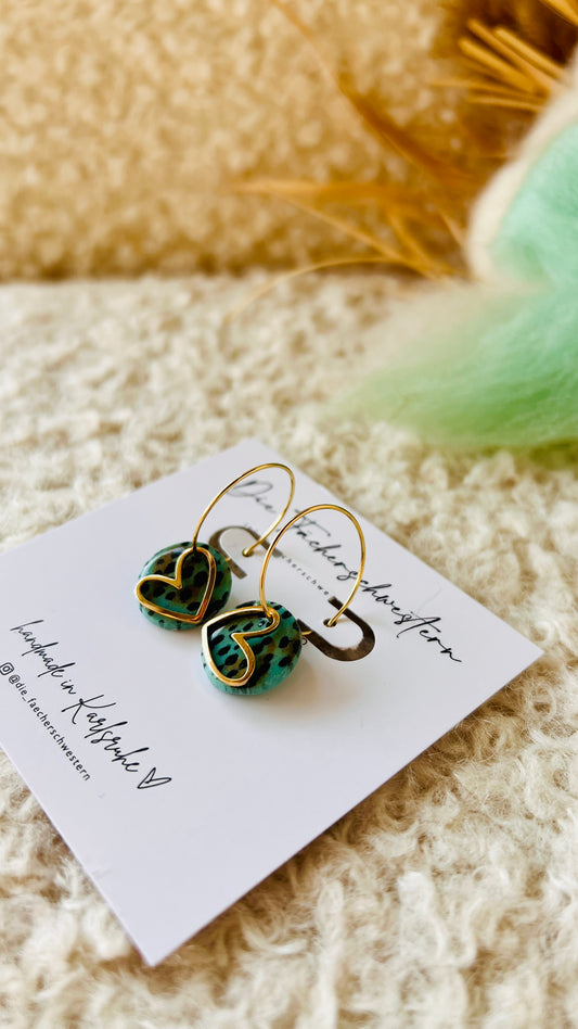 Herzchen Creole - Leoprint/türkis