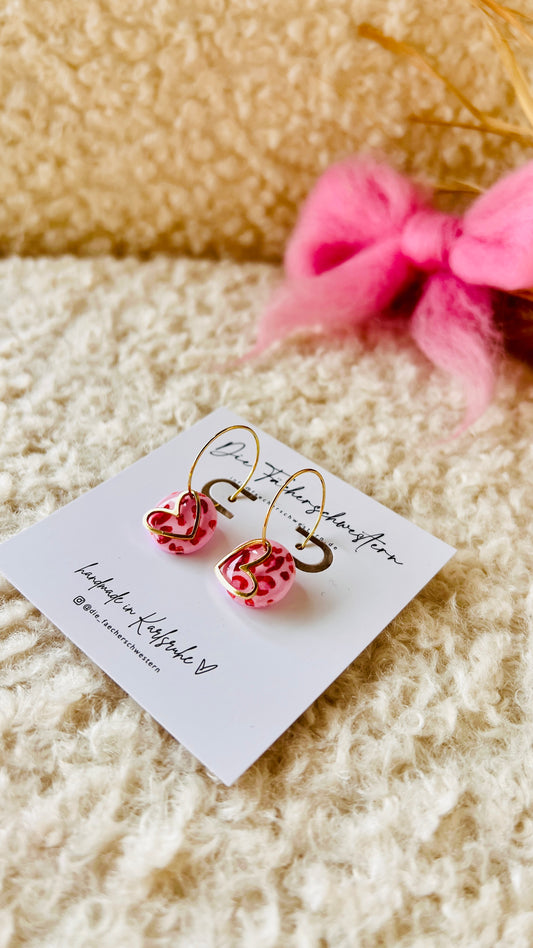 L.O.V.E. ❤️ | Herzchen Creole - Leoprint/rosa