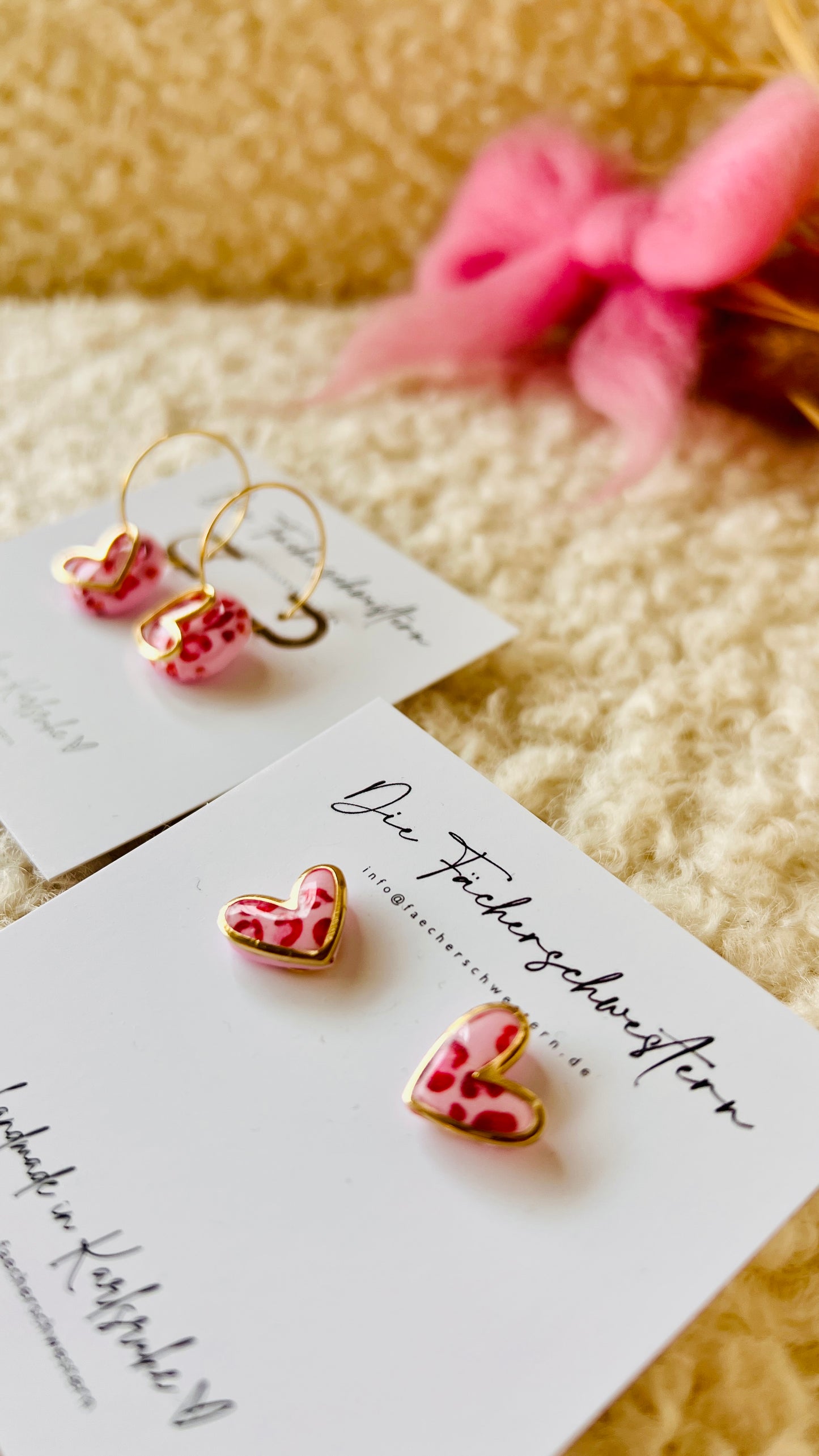 L.O.V.E. ❤️ | Herzchen Bundle - Creole & Stecker - Leoprint/rosa