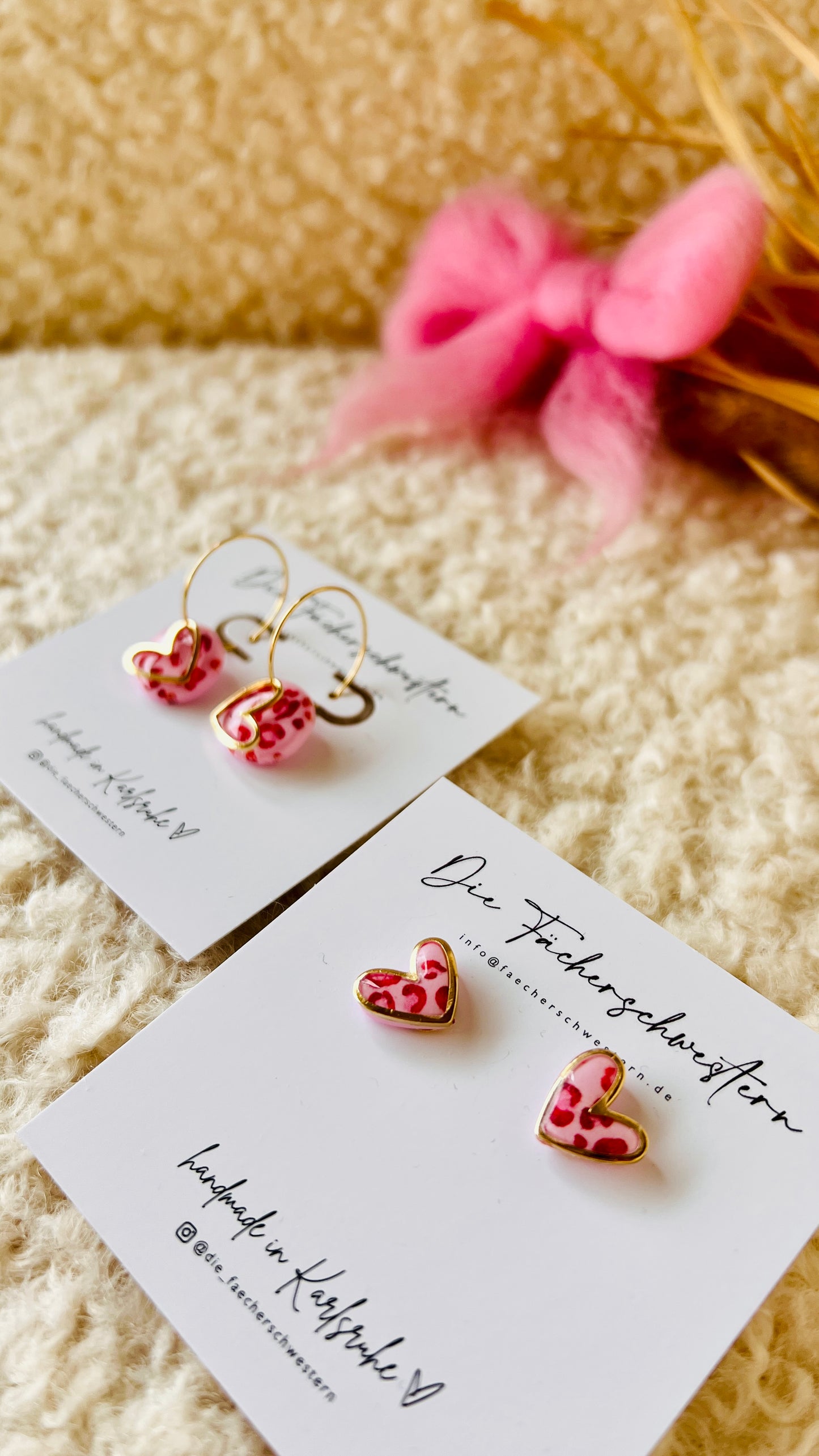 L.O.V.E. ❤️ | Herzchen Bundle - Creole & Stecker - Leoprint/rosa