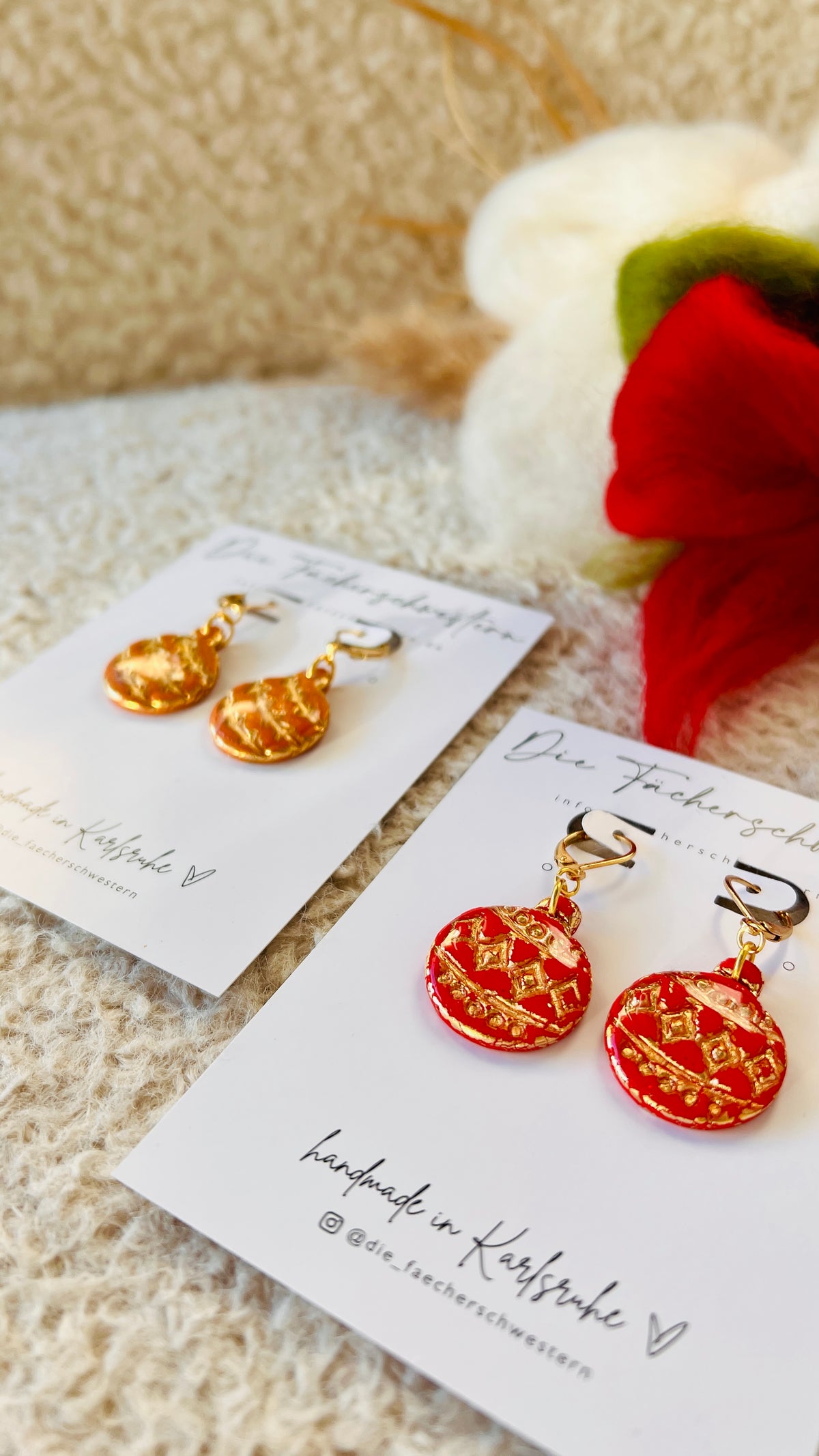 Holiday Season 🎄 | Christbaumkugel Ohrhänger (rot & orange)