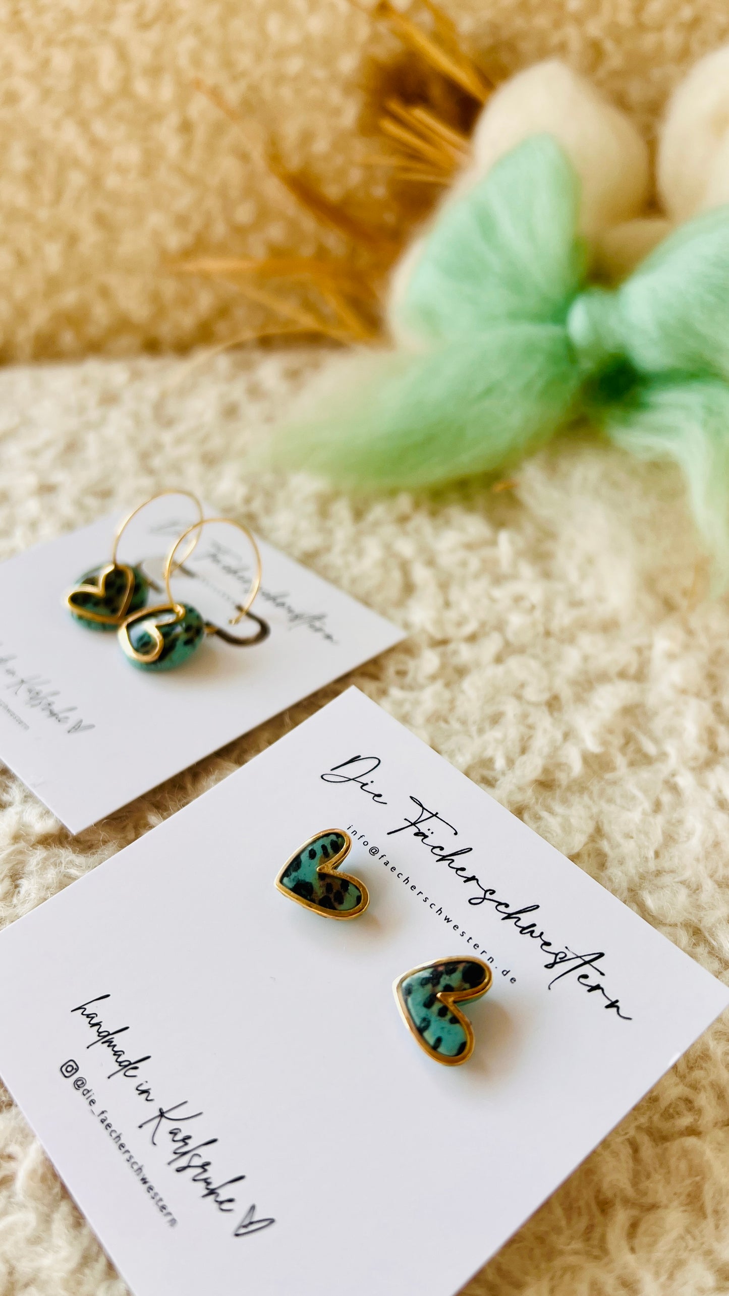 Herzchen Bundle - Creole & Stecker - Leoprint/türkis