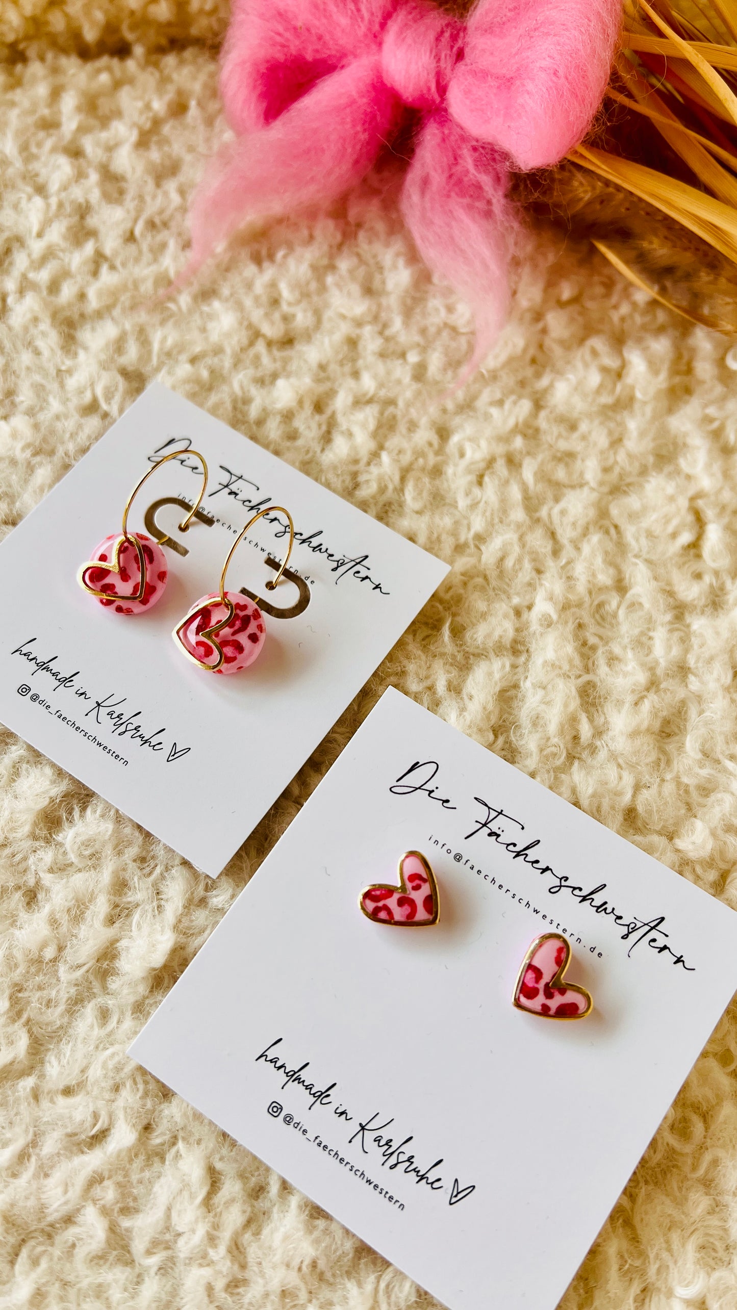 L.O.V.E. ❤️ | Herzchen Bundle - Creole & Stecker - Leoprint/rosa