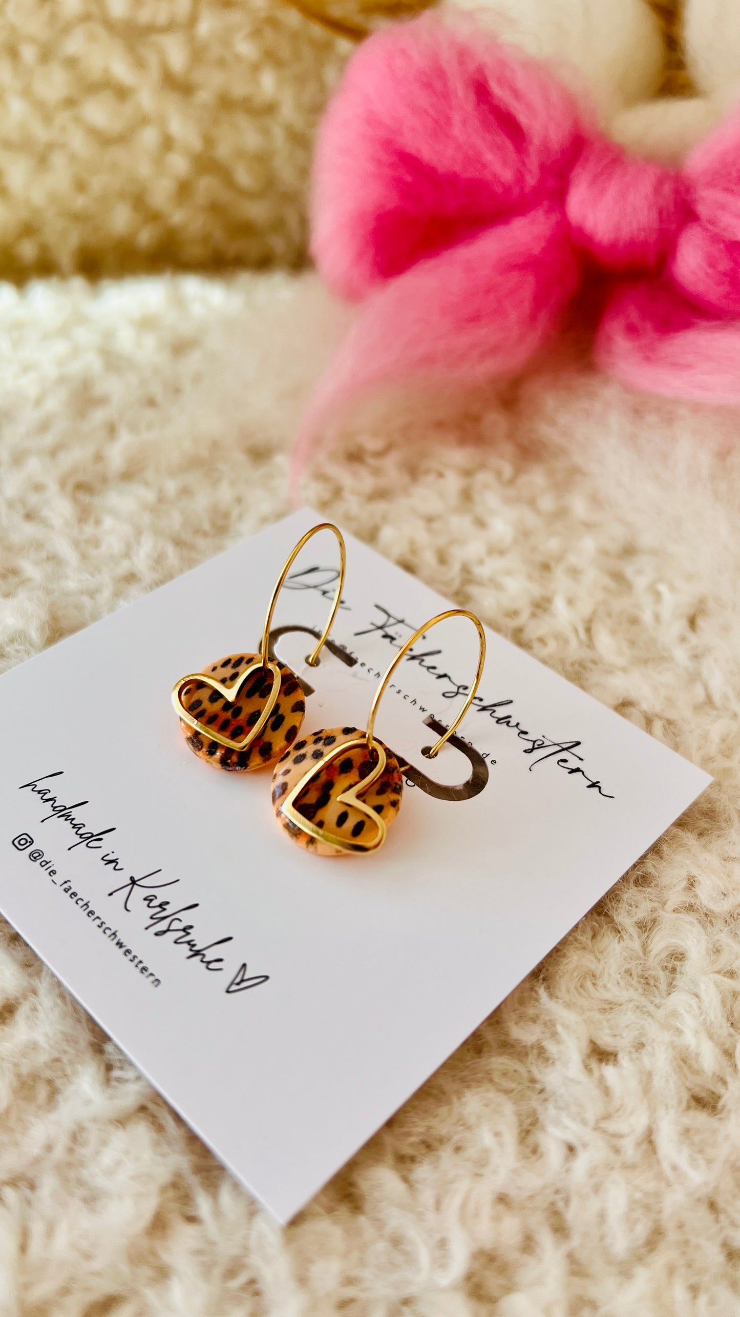 Herzchen Bundle - Creole & Stecker - Leoprint/peach