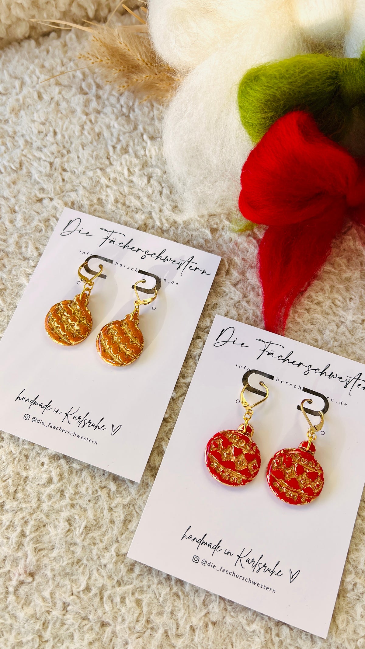 Holiday Season 🎄 | Christbaumkugel Ohrhänger (rot & orange)