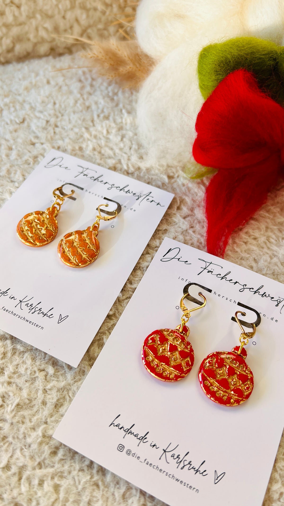Holiday Season 🎄 | Christbaumkugel Ohrhänger (rot & orange)