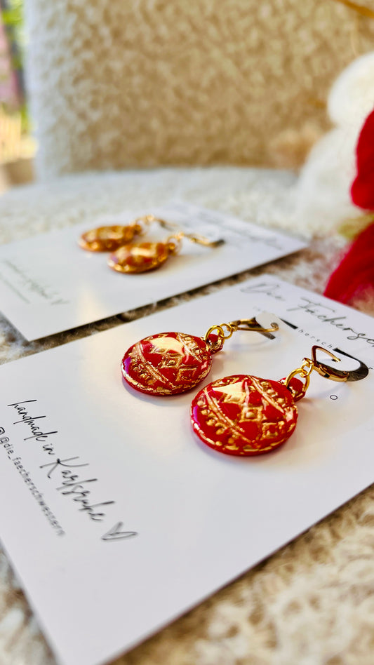 Holiday Season 🎄 | Christbaumkugel Ohrhänger (rot & orange)
