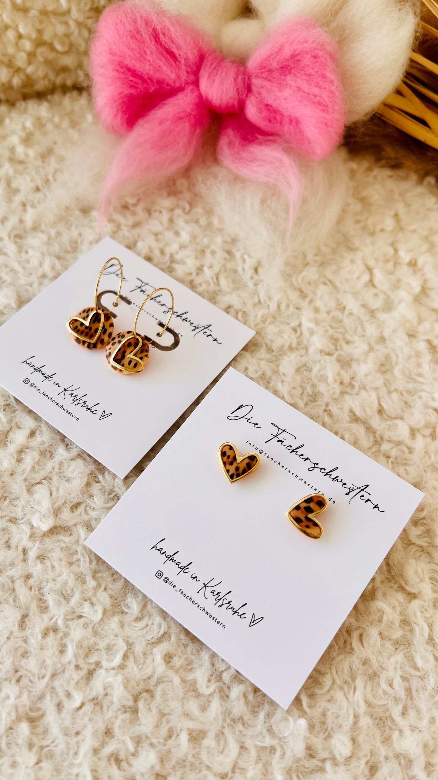 Herzchen Bundle - Creole & Stecker - Leoprint/peach