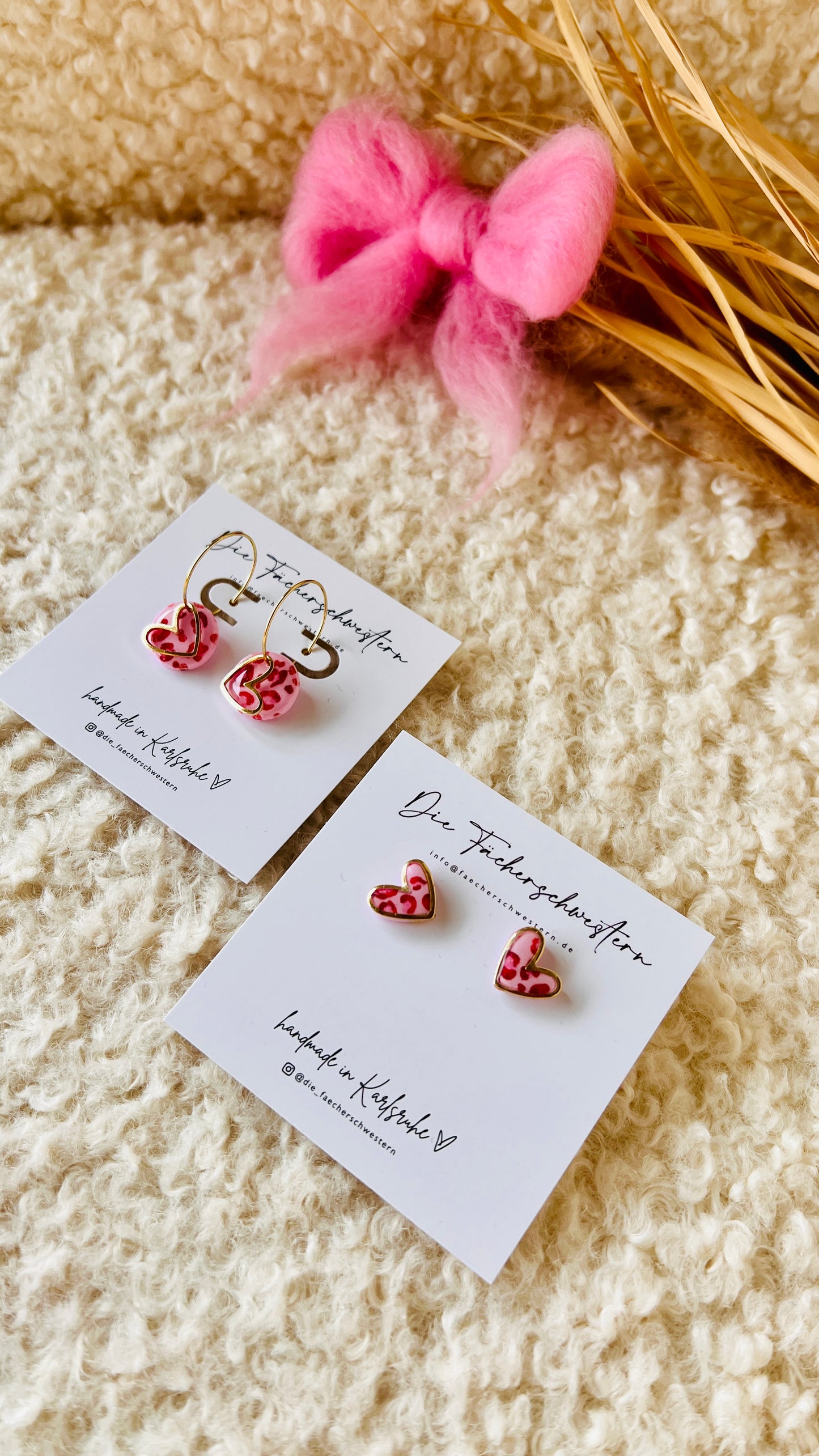 L.O.V.E. ❤️ | Herzchen Bundle - Creole & Stecker - Leoprint/rosa