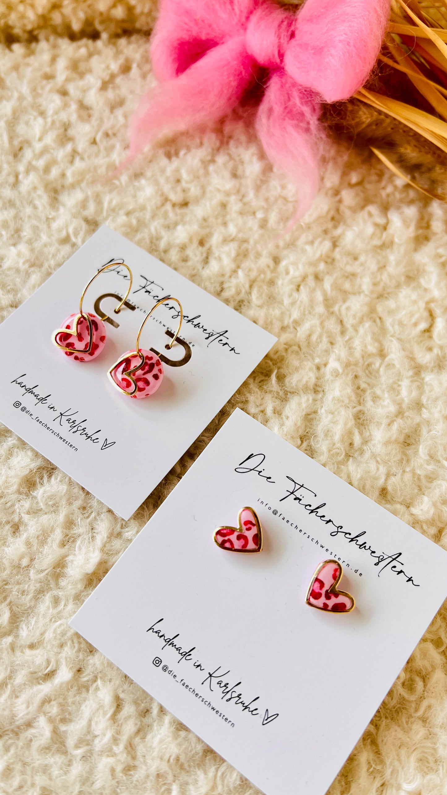 L.O.V.E. ❤️ | Herzchen Bundle - Creole & Stecker - Leoprint/rosa
