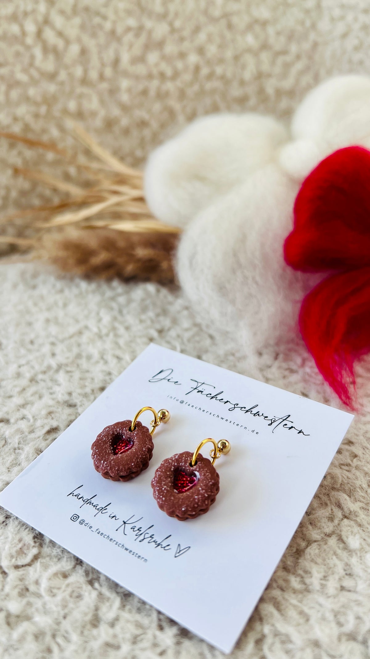 Holiday Season 🎄 | Linzerplätzchen Ohrringe (rote Marmelade)