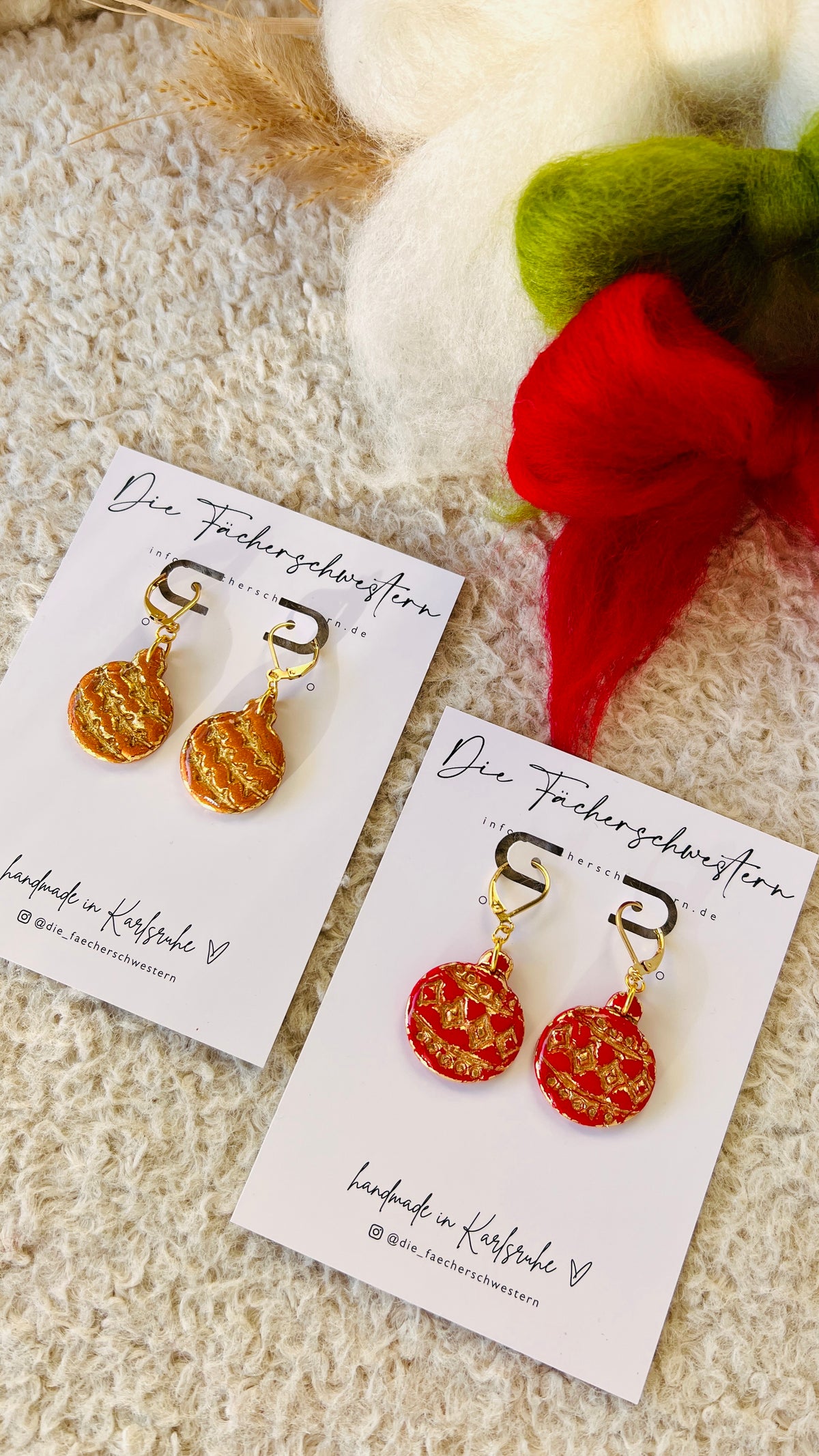 Holiday Season 🎄 | Christbaumkugel Ohrhänger (rot & orange)