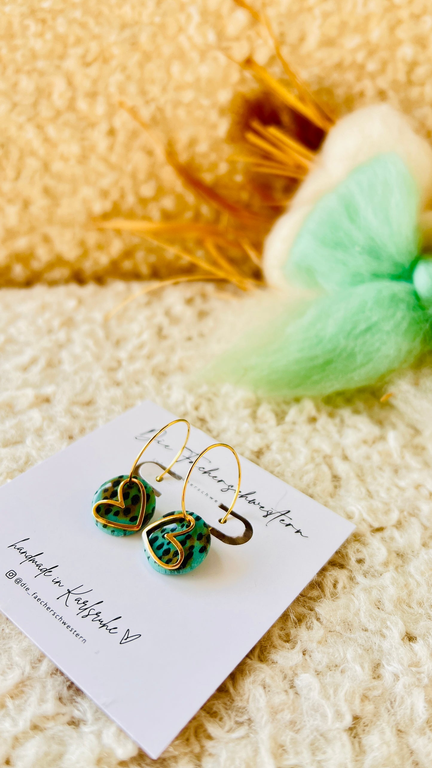 Herzchen Creole - Leoprint/türkis