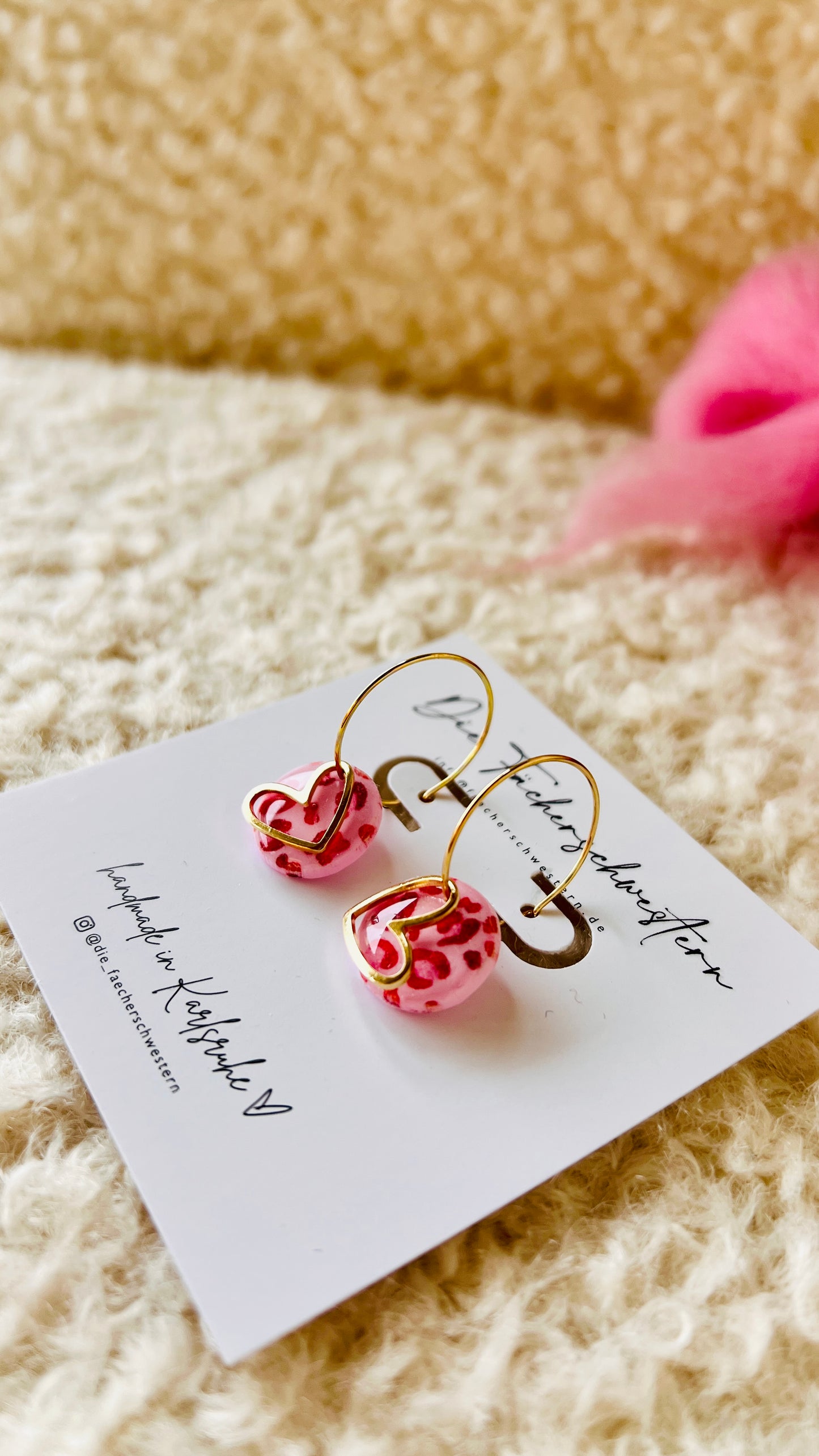 L.O.V.E. ❤️ | Herzchen Creole - Leoprint/rosa