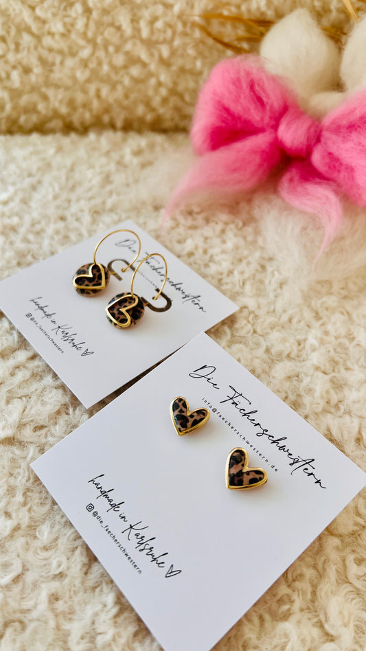 Herzchen Bundle - Creole & Stecker - Leoprint/braun