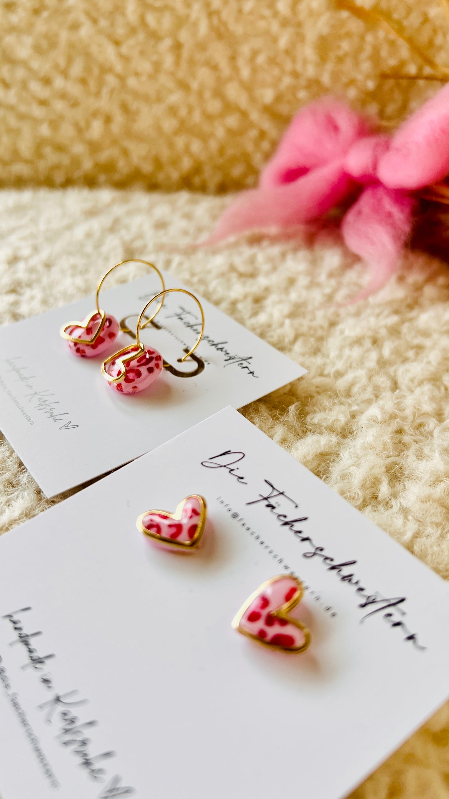 L.O.V.E. ❤️ | Herzchen Bundle - Creole & Stecker - Leoprint/rosa